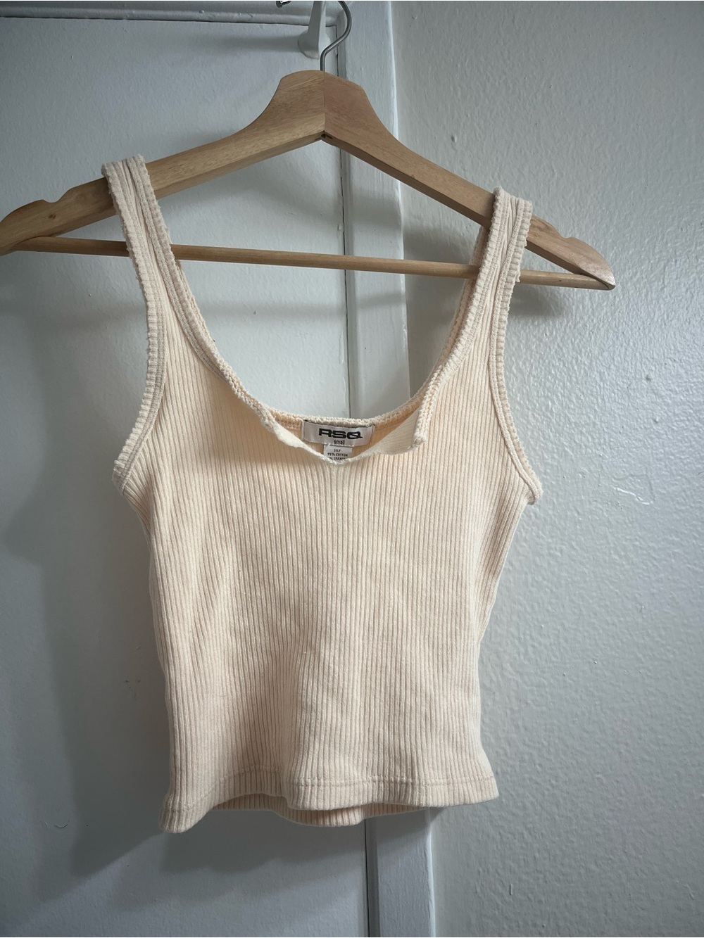 RSQ Cream Ribbed Tank Top